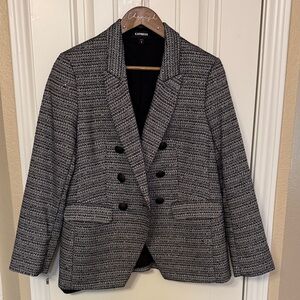 Express Women's Silver and Black Metallic Blazer